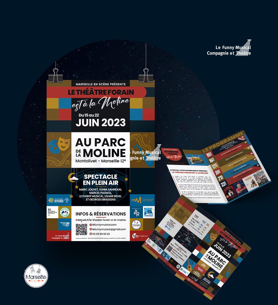 Affiches et flyers festival de la Moline 2023 à Marseille.